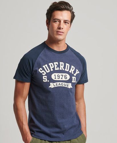 Men's Organic Cotton Vintage Gym Athletic Raglan T-Shirt Navy / Eclipse Navy/Lauren Navy Marl - Size: S - Superdry - Modalova