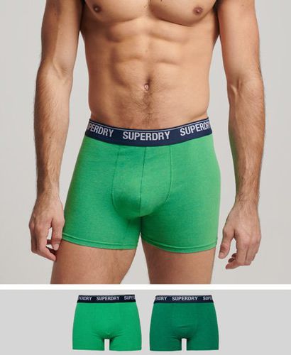 Men's Organic Cotton Boxer Double Pack Green / Oregon/Bright Green - Size: S - Superdry - Modalova