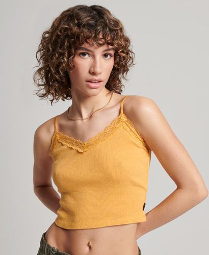 Women's Rib Lace Trim Cami Top, Yellow, Size: S/M - Superdry - Modalova