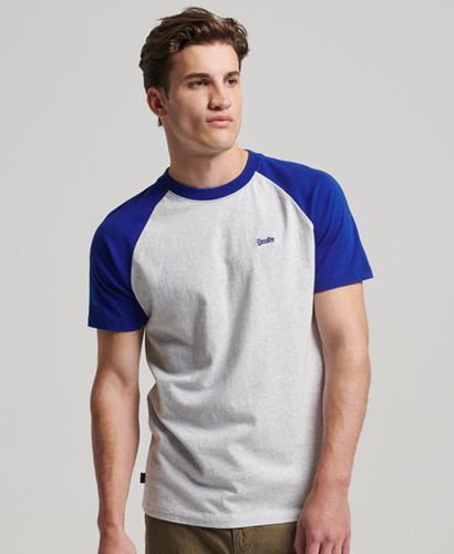 Men's Organic Cotton Essential Logo Baseball T-Shirt Light Grey / Glacier Grey Marl/Regal Blue - Size: XL - Superdry - Modalova