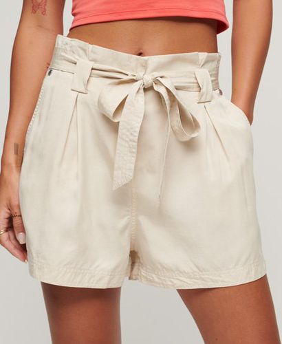 Women's Beige / Oat Bran Desert Paperbag Shorts - Size: 14 - Superdry - Modalova