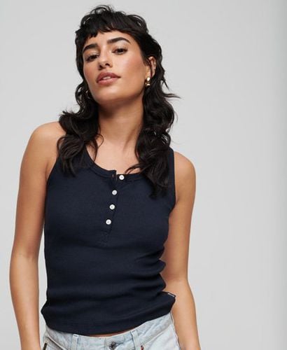 Women's Button Down Vest Top Navy / Eclipse Navy - Size: S/M - Superdry - Modalova