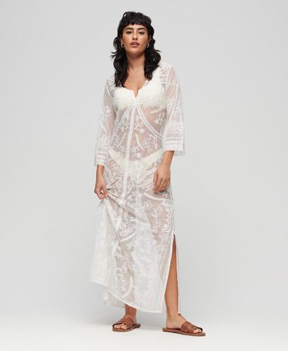 Women's Beach Cover Up Lace Maxi Dress Cream / Ecru - Size: 8 - Superdry - Modalova