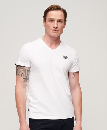 Men's Organic Cotton Essential Logo V Neck T-Shirt / Optic - Size: S - Superdry - Modalova