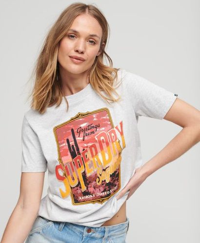 Women's Travel Souvenir Graphic T-Shirt Grey / Flake Grey Marl - Size: 6 - Superdry - Modalova