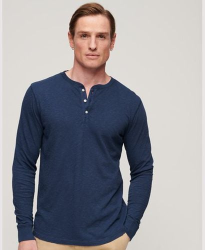 Men's Long Sleeve Jersey Henley Top Blue / Pilot Mid Blue - Size: M - Superdry - Modalova