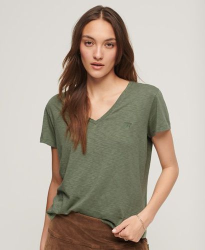 Women's Strukturiertes T-Shirt mit V-Ausschnitt und Stickerei - Größe: 40 - Superdry - Modalova