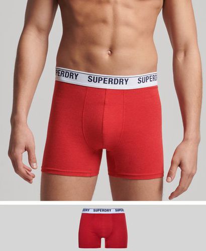 Men's Organic Cotton Boxers Single Pack Red / Risk Red Marl - Size: M - Superdry - Modalova