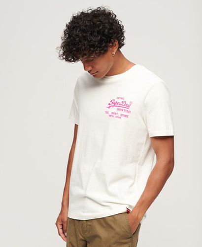Mens Neon Vintage Logo T-Shirt, Cream, Size: S - Superdry - Modalova