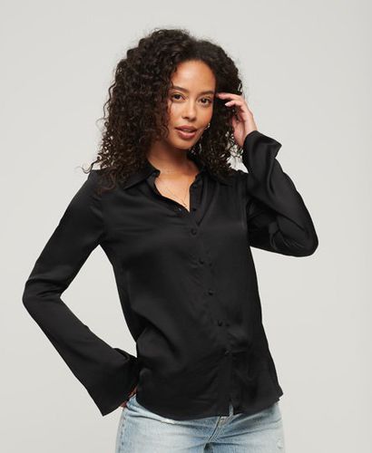 Women's Studios Satin Seventies Shirt Black - Size: 10 - Superdry - Modalova