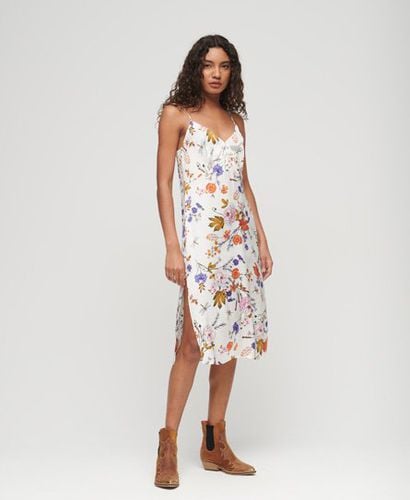 Women's Satin Cami Midi Dress Cream / Patrizia Floral Cream - Size: 10 - Superdry - Modalova