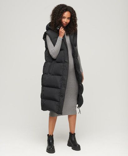 Women's Longline Hooded Puffer Gilet Black - Size: 10 - Superdry - Modalova