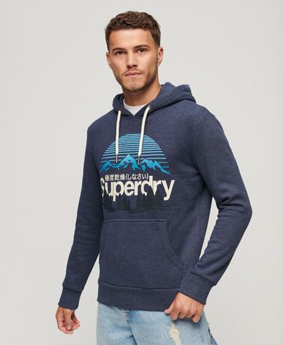 Men's Great Outdoors Logo Print Hoodie Navy / Vintage Navy Marl - Size: S - Superdry - Modalova