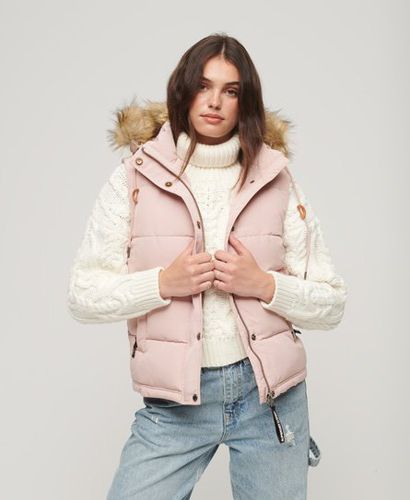 Women's Everest Faux Fur Puffer Gilet Pink / Pink Blush - Size: 10 - Superdry - Modalova