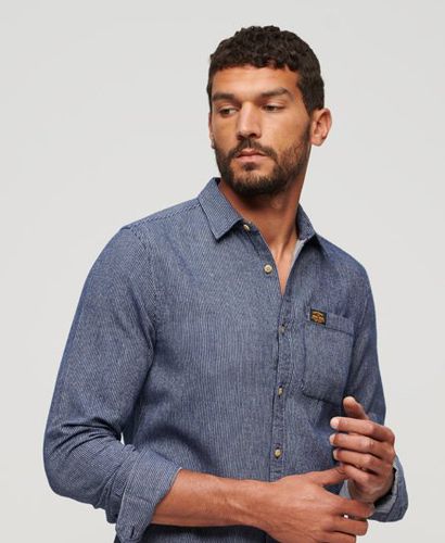 Men's Cotton Workwear Long Sleeve Shirt / Indigo Dobby Stripe - Size: Xxxl - Superdry - Modalova