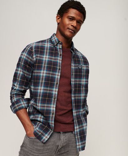 Mens Organic Cotton Lumberjack Check Shirt, Navy Blue and Brown, Size: L - Superdry - Modalova