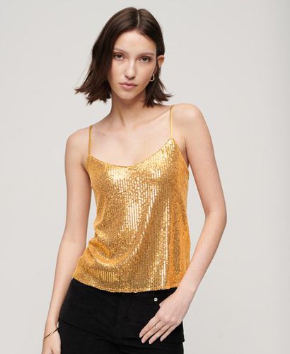 Women's Sequin Cami Vest Top Gold / Champagne Gold Sequin - Size: 12 - Superdry - Modalova