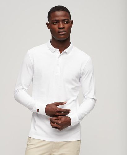 Men's Long Sleeve Cotton Pique Polo Shirt White / Optic - Size: XL - Superdry - Modalova
