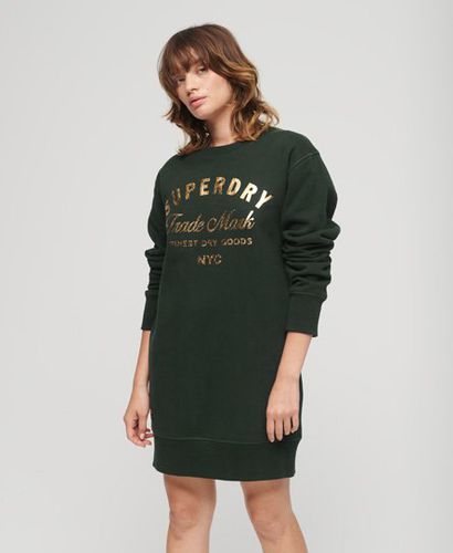 Women's Luxe Metallic Logo Jersey Dress Green / Academy Dark Green - Size: 10 - Superdry - Modalova