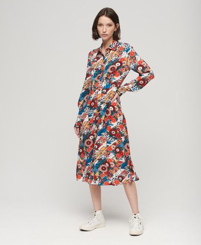 Women's Printed Midi Shirt Dress / Diagonal Floral - Size: 10 - Superdry - Modalova