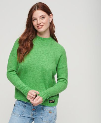 Women's Essential Mock Neck Jumper Green / Drop Kick Green - Size: 6 - Superdry - Modalova