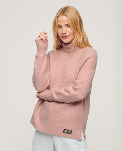 Women's Essential Rib Knit Rollneck Jumper Pink / Pale Rose - Size: 10 - Superdry - Modalova