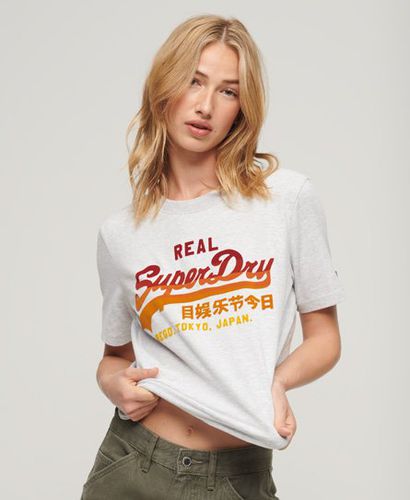 Women's Tonal Vintage Logo Graphic T Shirt / Flake Marl - Size: 10 - Superdry - Modalova