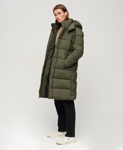 Men's Ripstop Longline Puffer Jacket Green / Dark Moss Green Grid - Size: L - Superdry - Modalova