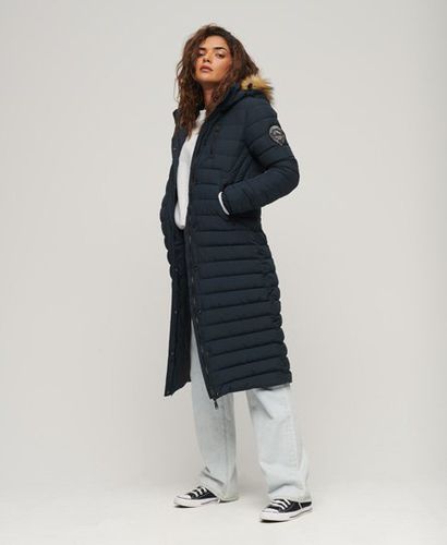 Women's Fuji Hooded Longline Puffer Coat / Nordic Chrome - Size: 14 - Superdry - Modalova