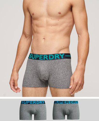 Men's Organic Cotton Trunk Double Pack Dark Grey / Karst Black Mega Grit - Size: L - Superdry - Modalova