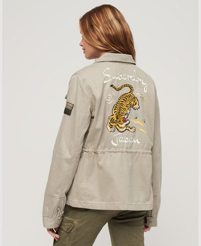 Women's Embroidered M65 Military Jacket Khaki / Vintage Khaki - Size: 10 - Superdry - Modalova