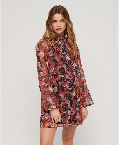 Women's Print Flare Sleeve Mini Dress / Pink Groovy Paisley - Size: 10 - Superdry - Modalova