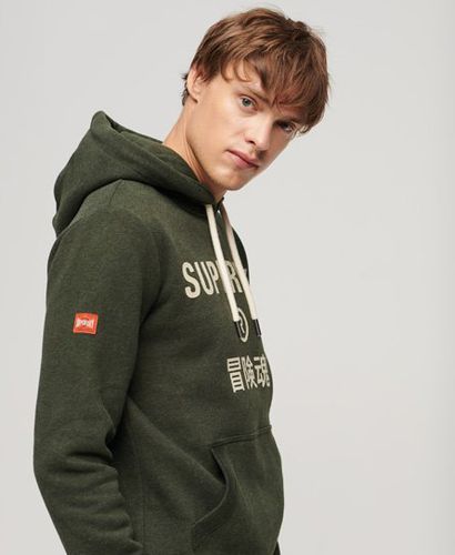 Men's Workwear Logo Vintage Hoodie Green / Dark Olive Marl - Size: M - Superdry - Modalova