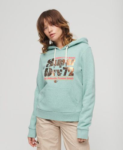 Women's 70s Retro Font Graphic Hoodie Green / Sage Green Marl - Size: 8 - Superdry - Modalova