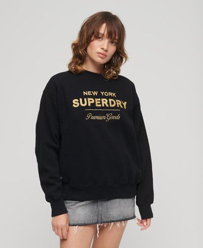 Women's Luxe Metallic Logo Sweatshirt Black - Size: 10 - Superdry - Modalova