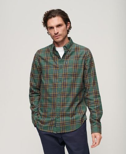 Men's Organic Cotton Vintage Check Shirt Green / Pasadena Check Hydro Turquoise - Size: L - Superdry - Modalova
