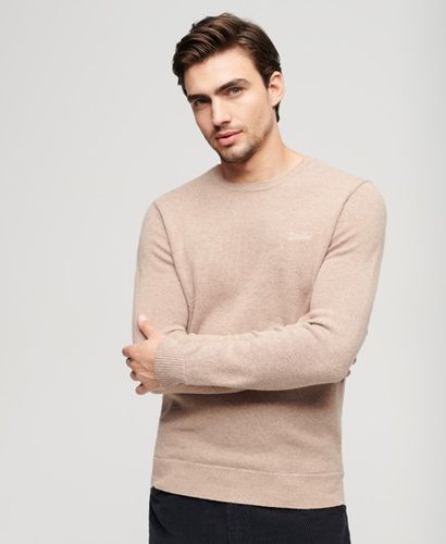 Men's Essential Slim Fit Crew Jumper Brown / Birch Brown Marl - Size: Xxl - Superdry - Modalova