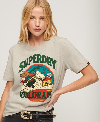 Women's Travel Postcard Graphic T-Shirt Cream / Oat Cream Marl - Size: 8 - Superdry - Modalova