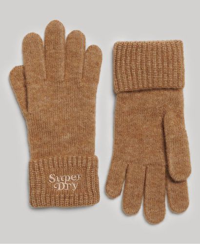 Women's Knitted Ribbed Gloves, Brown - Size: One Size - Superdry - Modalova