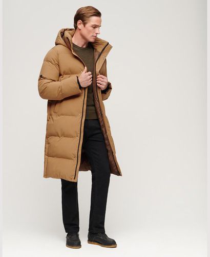 Men's Longline Hooded Puffer Coat / Chipmunk - Size: L - Superdry - Modalova