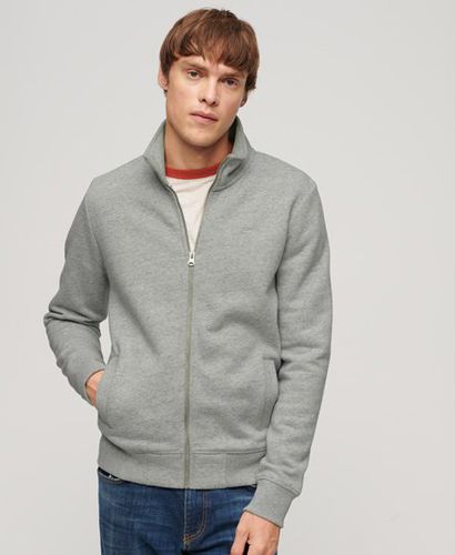 Mens Classic Embroidered Essential Logo Zip Track Top, Grey, Size: S - Superdry - Modalova