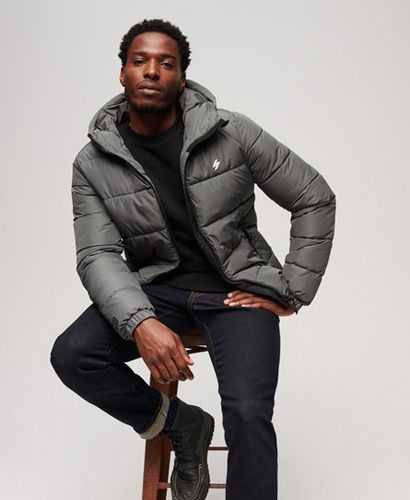 Men's Hooded Sports Puffer Jacket / Dark Slate Grey - Size: L - Superdry - Modalova