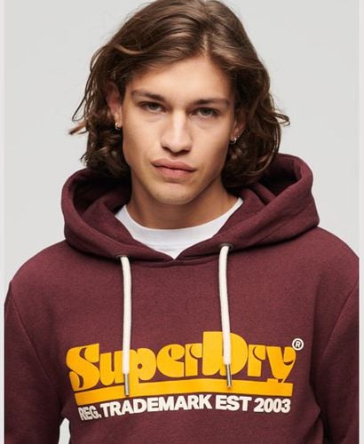 Men's 70s Retro Font Logo Hoodie Red / Bright Burgundy Snowy - Size: M - Superdry - Modalova