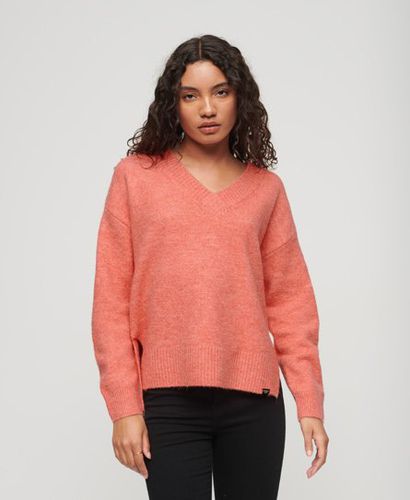 Women's Oversized V Neck Jumper Orange / Crabapple Orange Marl - Size: 16 - Superdry - Modalova