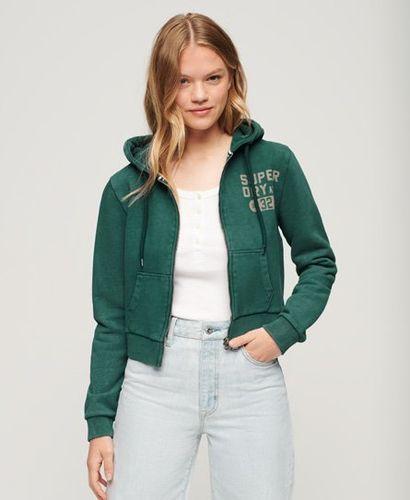 Women's Athletic Essentials Crop Zip Hoodie Green / Dark Pine Green - Size: 14 - Superdry - Modalova