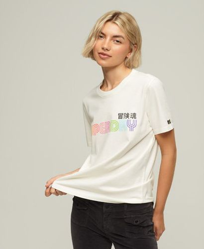 Women's Vintage Retro Rainbow T-Shirt / Ecru - Size: 10 - Superdry - Modalova