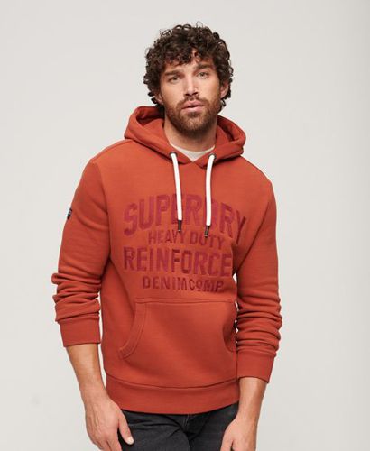 Men's Worker Scripted Embroidered Graphic Hoodie / Burnt - Size: M - Superdry - Modalova