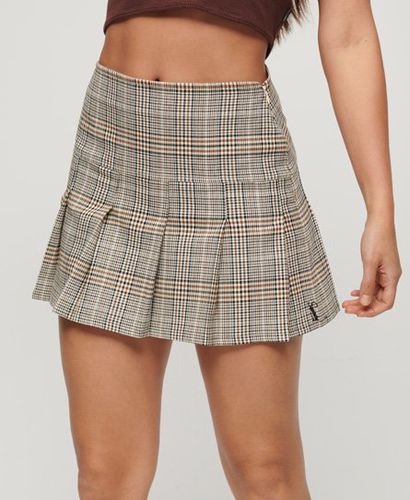 Women's Vintage Tweed Pleat Mini Skirt Beige / Neutral Tweed - Size: 16 - Superdry - Modalova