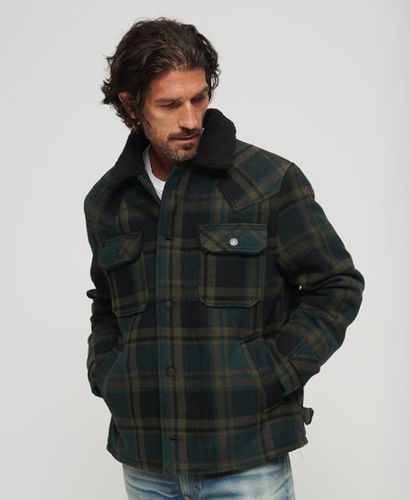 Men's The Merchant Store - Wool Chore Coat Green / Merchant Green Check - Size: M - Superdry - Modalova