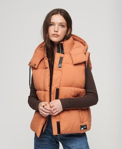 Women's Touchline Short Padded Gilet Orange / Caramel Grid - Size: 10 - Superdry - Modalova